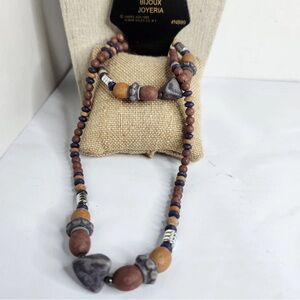 Vintage Expressions 1993 Beaded Necklace & Bracelet Set Tribal Style Harry Ash